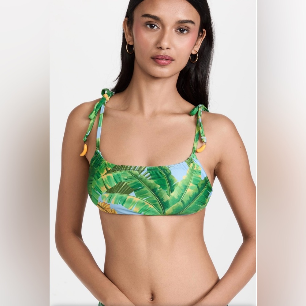 Farm Rio Fresh Bananas Printed Bikini Top Sz XL